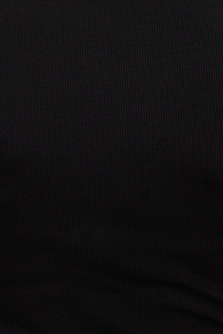 Ribbed Crewneck Waist T Shirt Jet Black large
