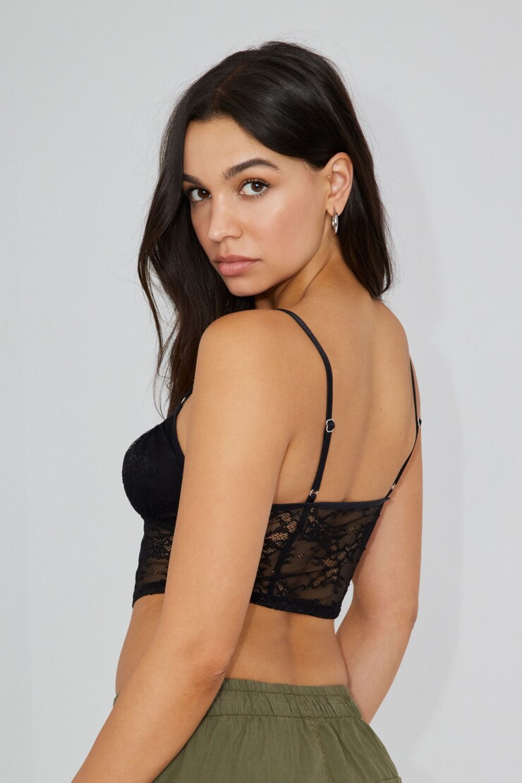 Lace Hook & Eye Tank Top, Jet Black, large