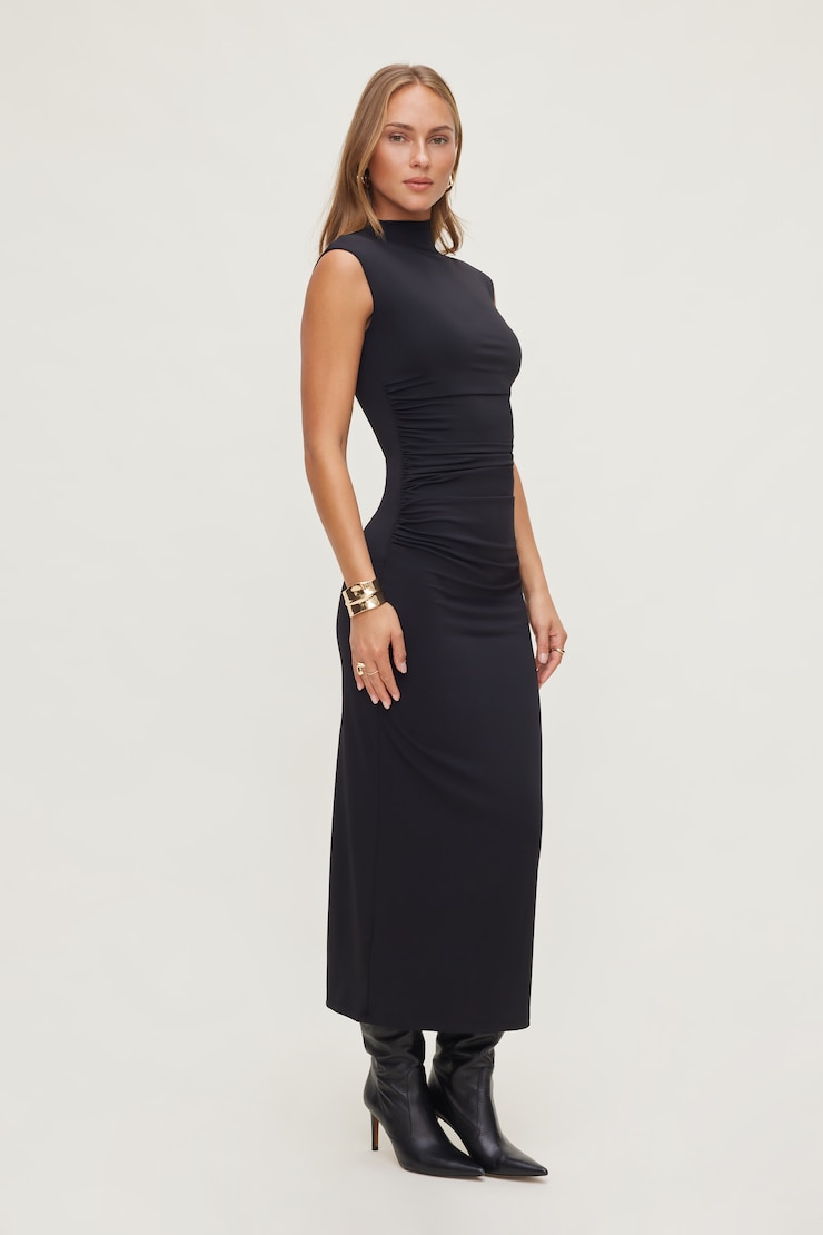 Bria Sculpt Mock Neck Maxi Dress Jet Black large