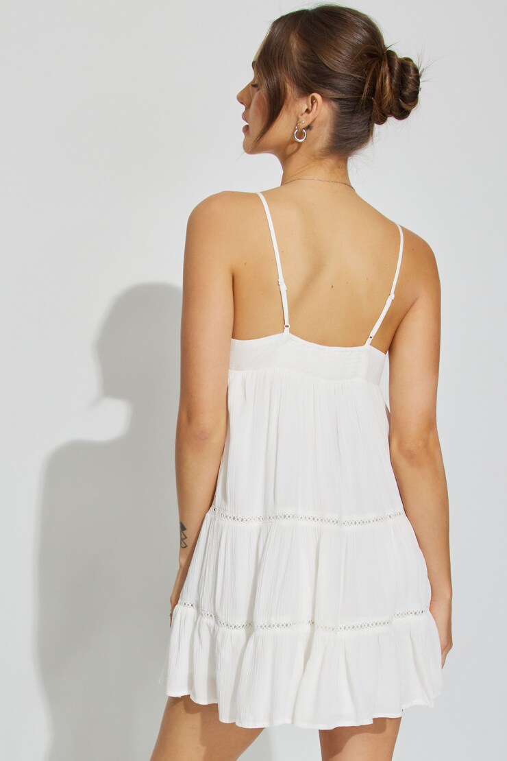 Kiara Babydoll Mini Dress, Snow White, large