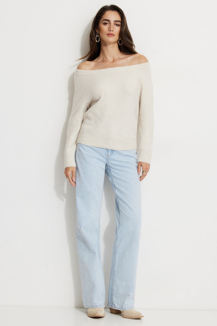 Heavenlyarn™ Off Shoulder Sweater Rainy Day large