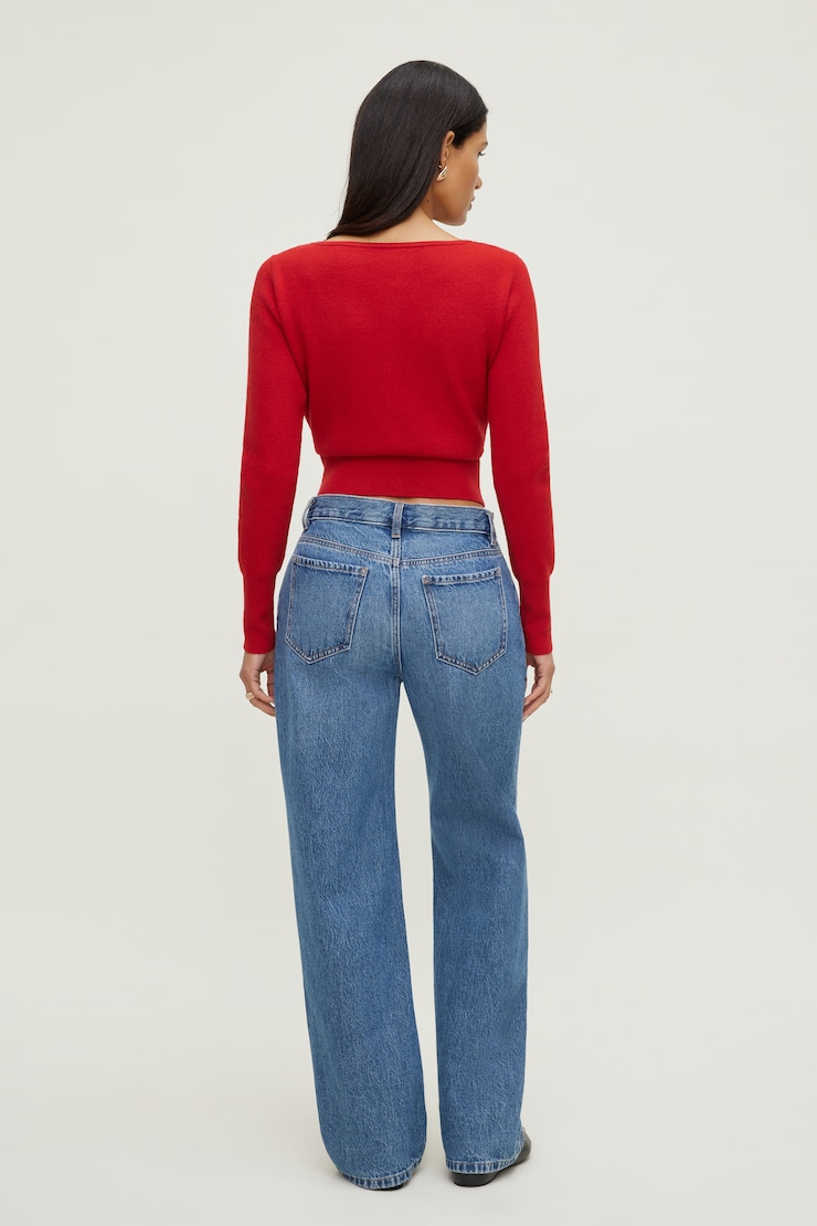 Sara Ribbed Cinch Hem Cardigan Chili Pepper Red large
