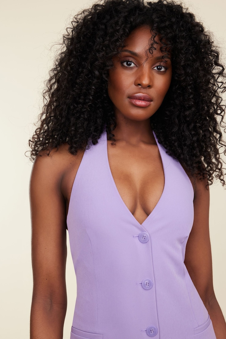 Halter Blazer Dress  Chalk Violet Purple large