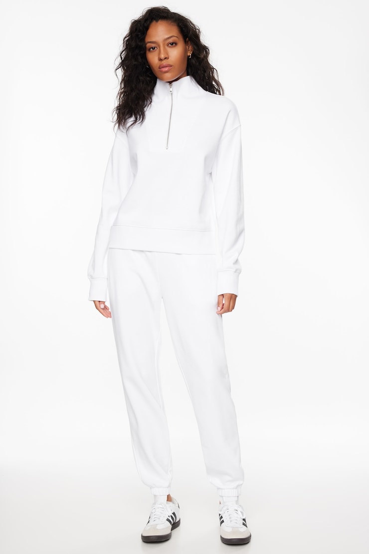 French Terry Quarter Zip Sweatshirt  Bright White large