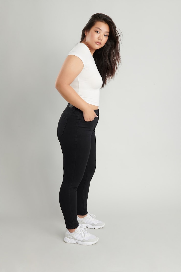 Retro High Waist Jegging , Black, large