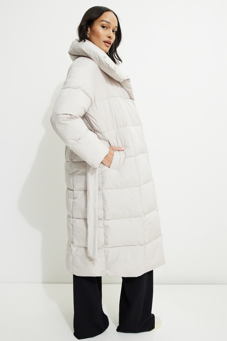 Belted Maxi Puffer Coat Soft Ivory large