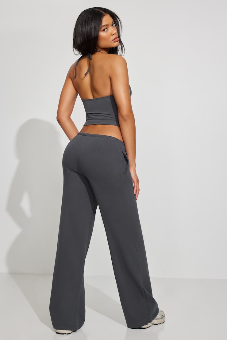 SoftTerry Wide Leg Sweatpants, Burnt Ash Grey, large