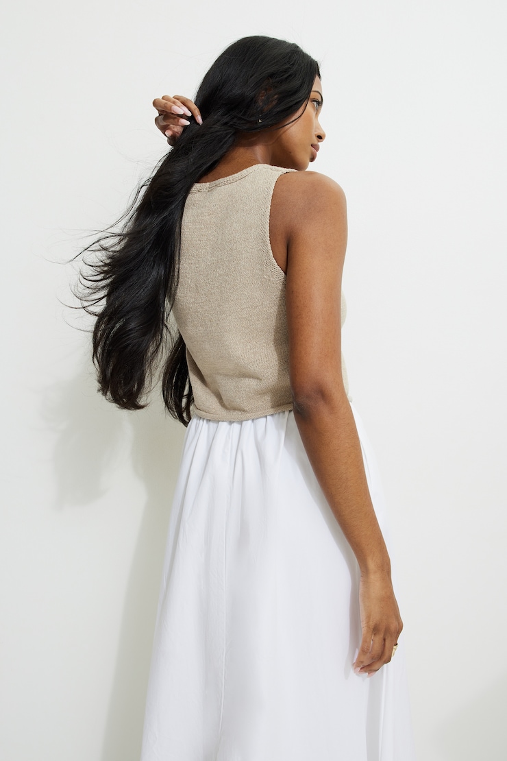 Keyhole Knit Vest -Test Dynamite update 16/07 Pure Cashmere Taupe large