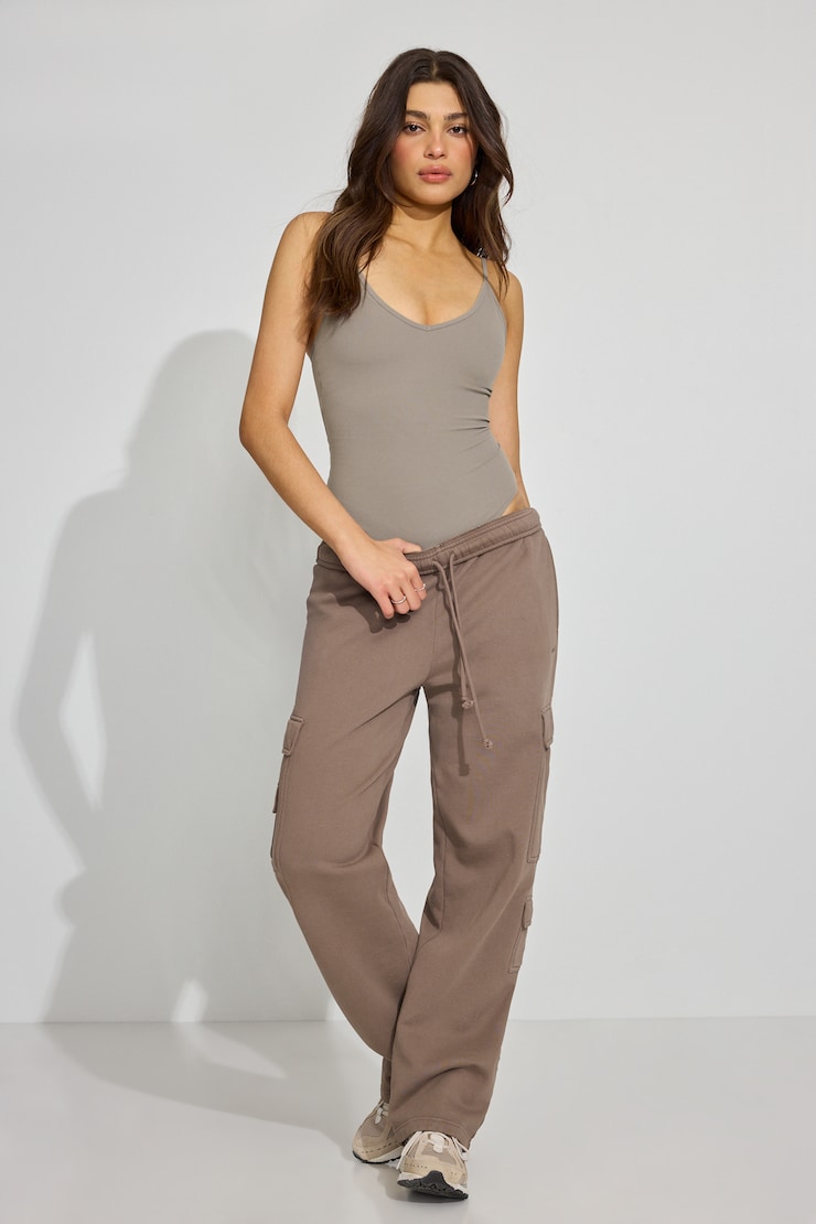 Active Plunge Bodysuit, Toasted Taupe, large