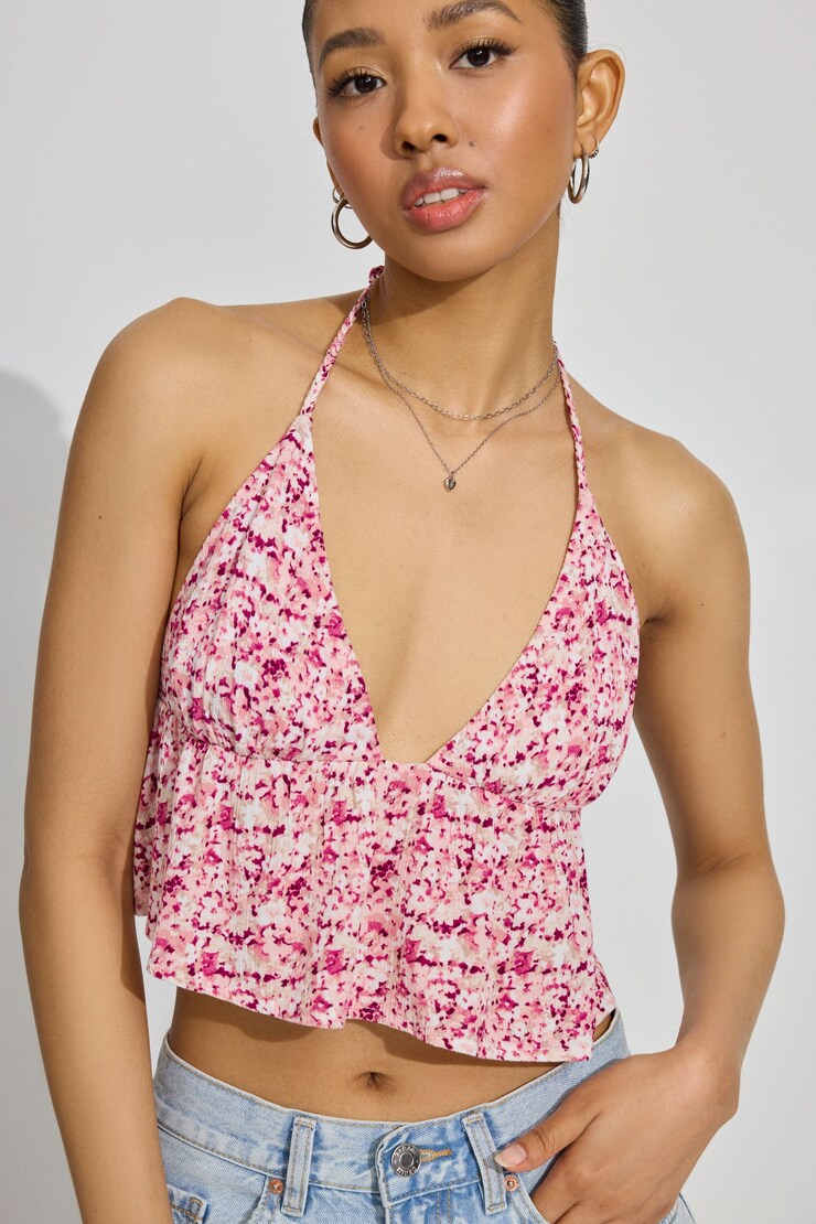 Madison Apron Back Halter Top Pink | Garage