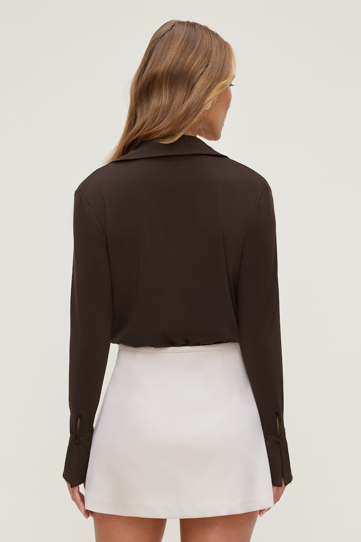 Sculpt Collared Bodysuit Java Brown large