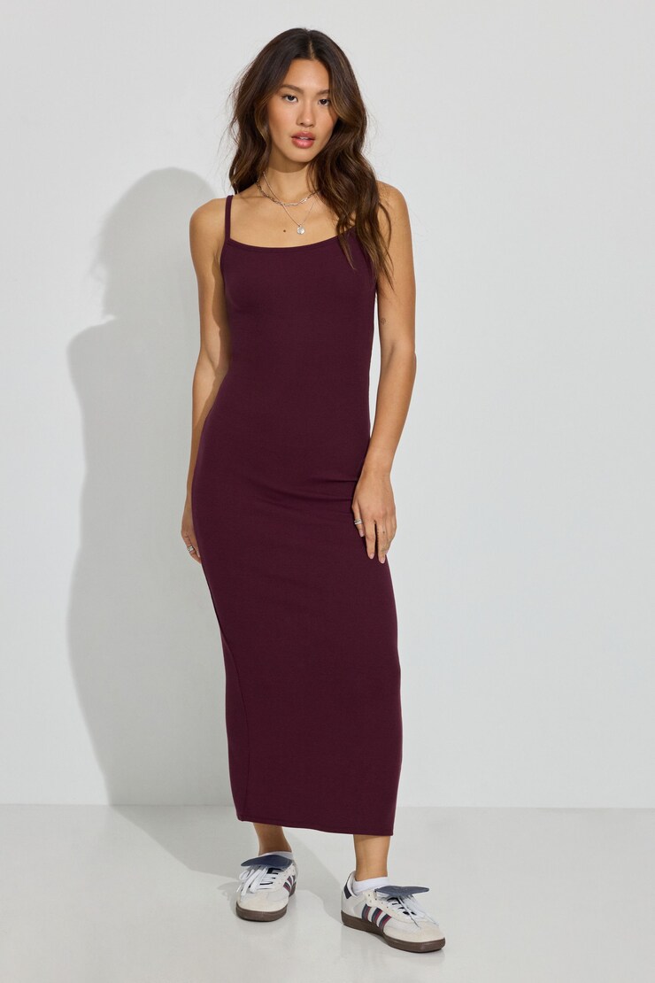 Natalie Low Back Midi Dress, Port Royale Burgundy, large