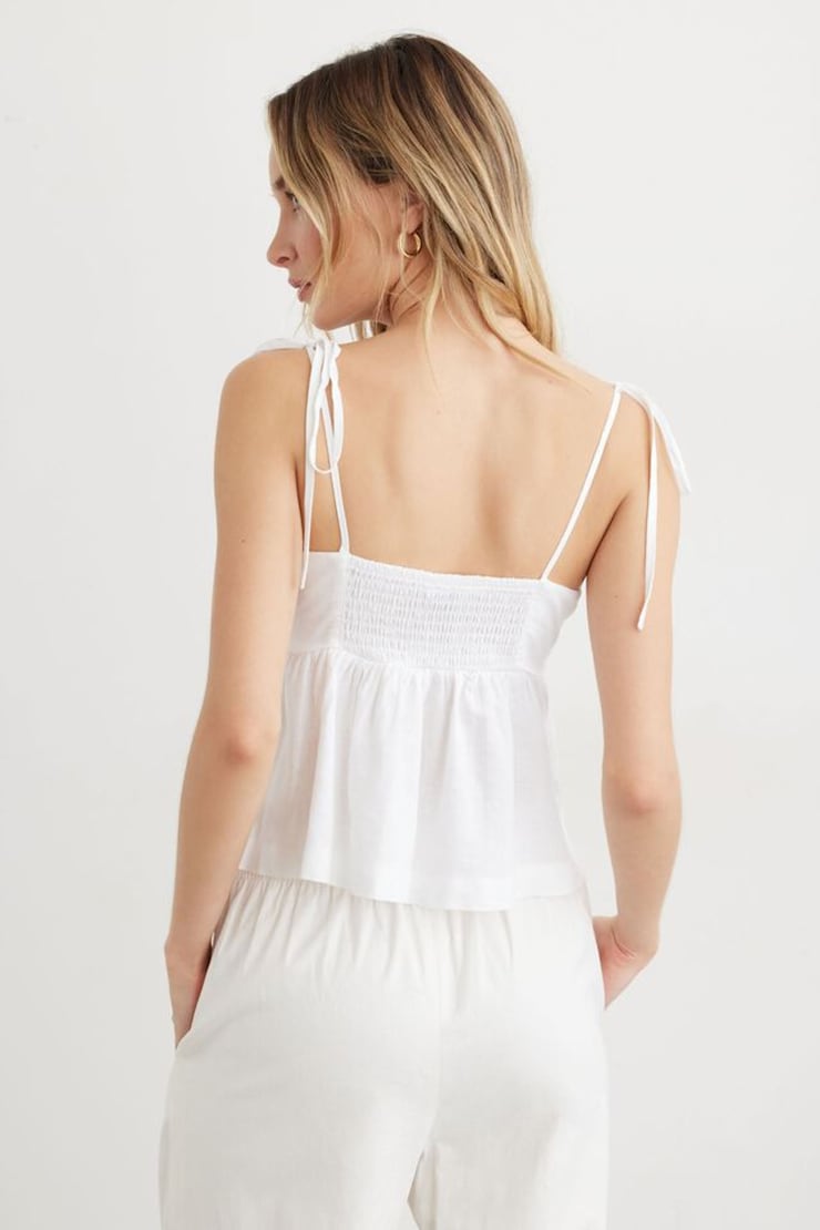 Linen Peplum Cami Bright White large