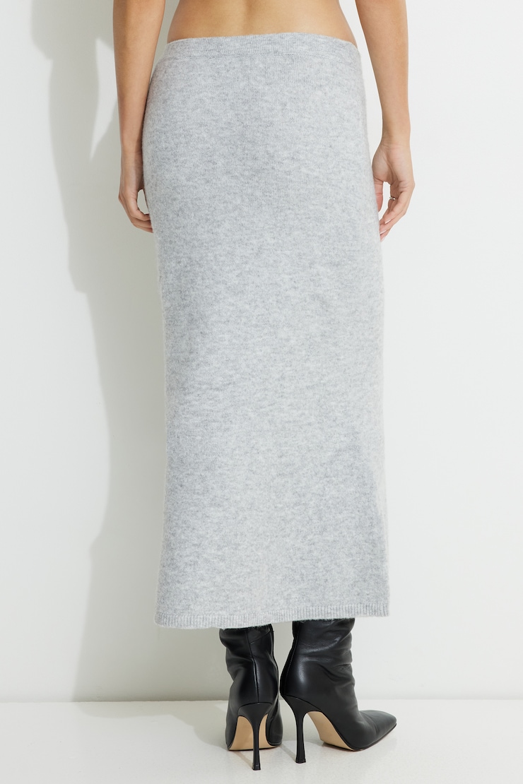 Knit Mermaid Maxi Skirt Gray | Dynamite