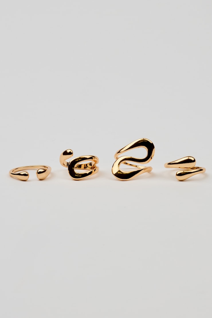 Set of 4 Open S Rings, Gold, large