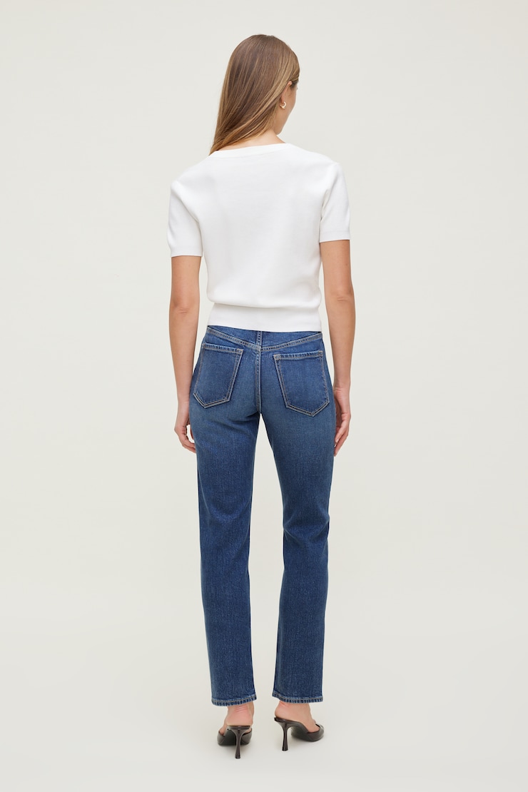 Jean extensible à taille haute et jambe ajustée Frenchie