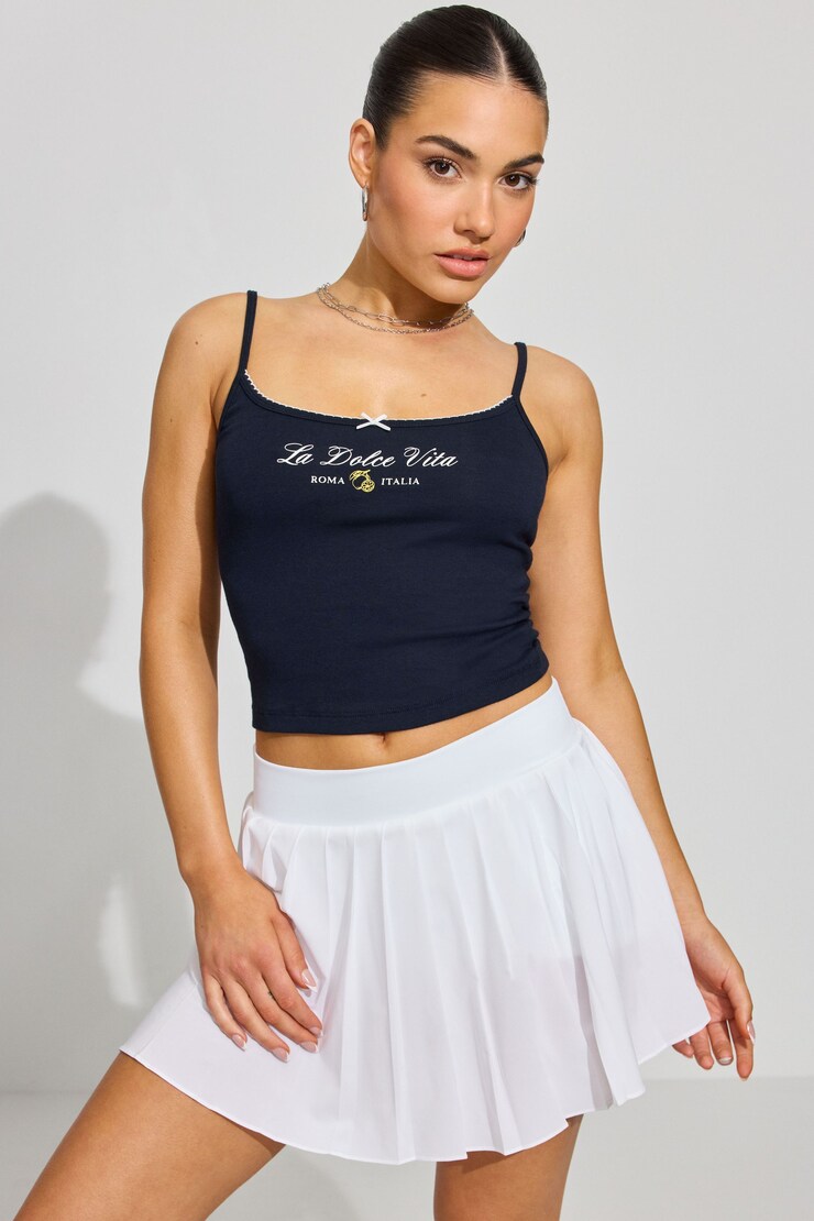 Felicia Femme Cami, Mariana Blue with "Dolce Vita" Art, large