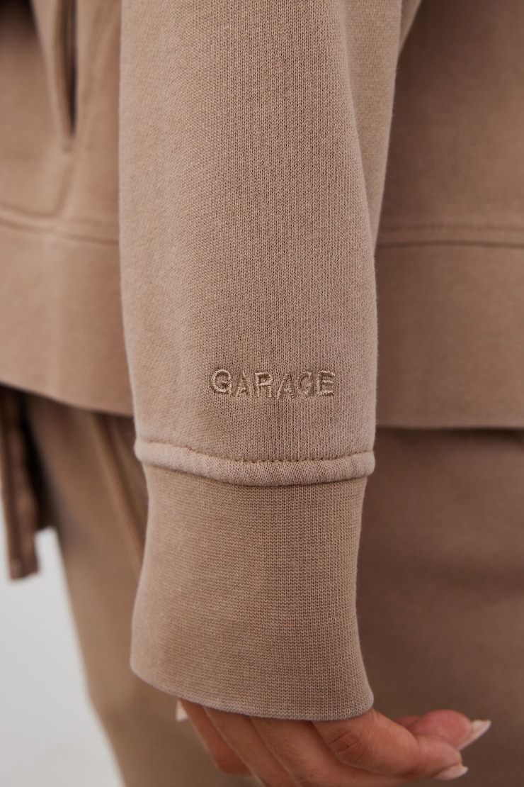 Elevated Bubble Zip Up Hoodie, Taupe Grey, large