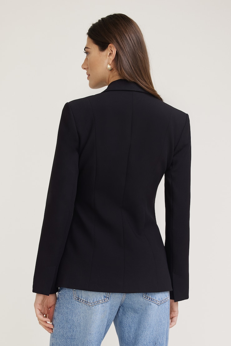 Fitted Single Button Blazer Jet Black large