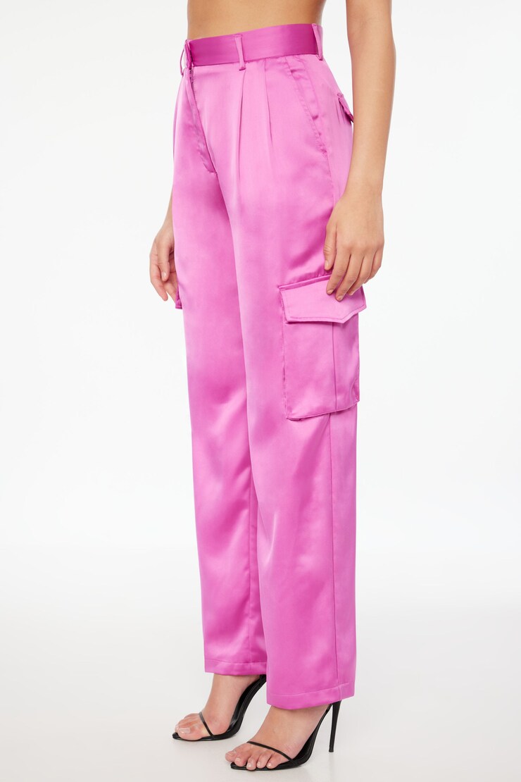 Izabel Satin Straight Leg Cargo Pants Meadow Mauve Purple large