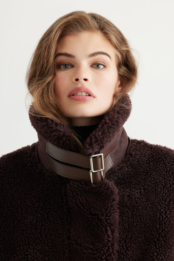 Sherpa Aviator Jacket Brown Stone large