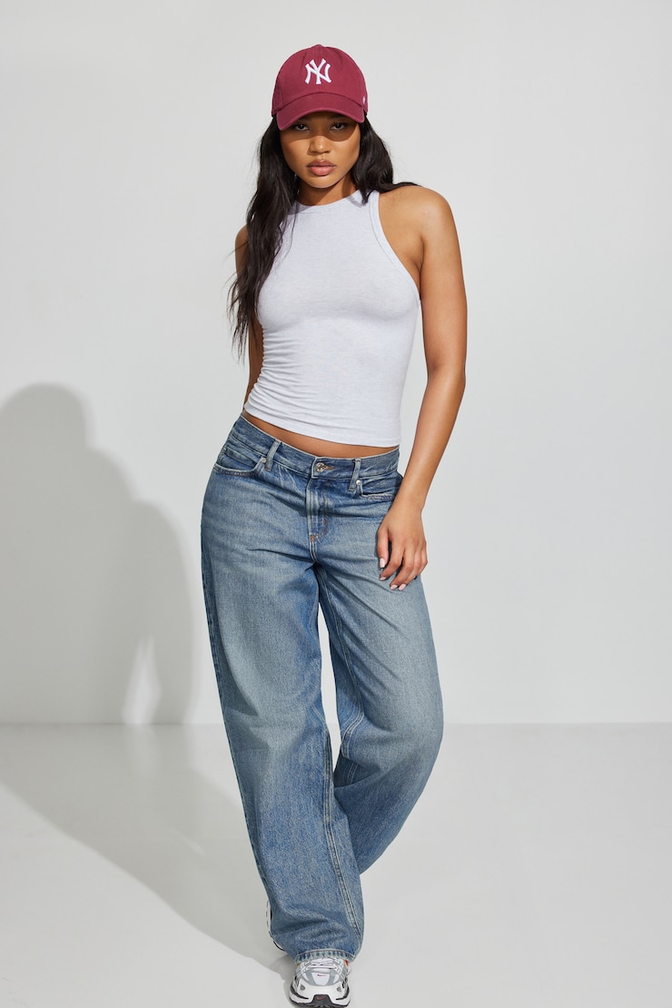 High Neck Cotton Tank Top, Spring Grey Mix, large