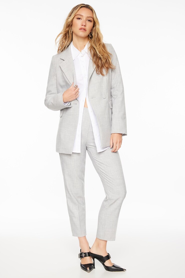 One Button Cinched Blazer Light Gray large