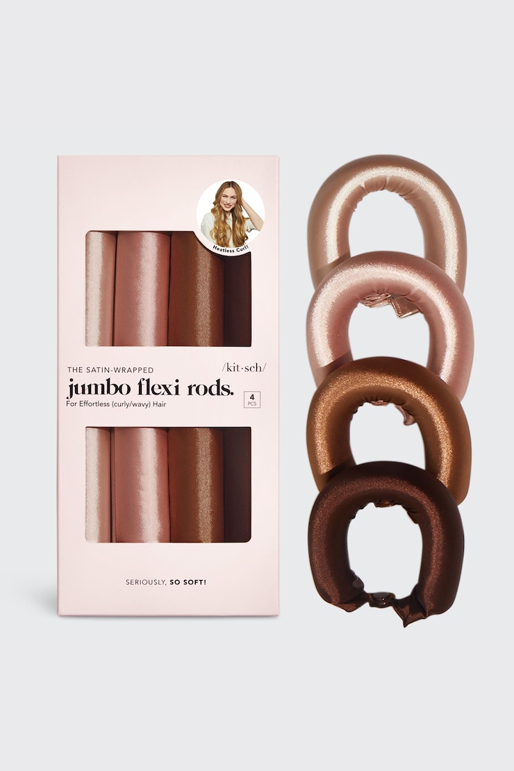 KITSCH | Paquet de 4 rouleaux-tiges jumbo pour les cheveux Multicolore large