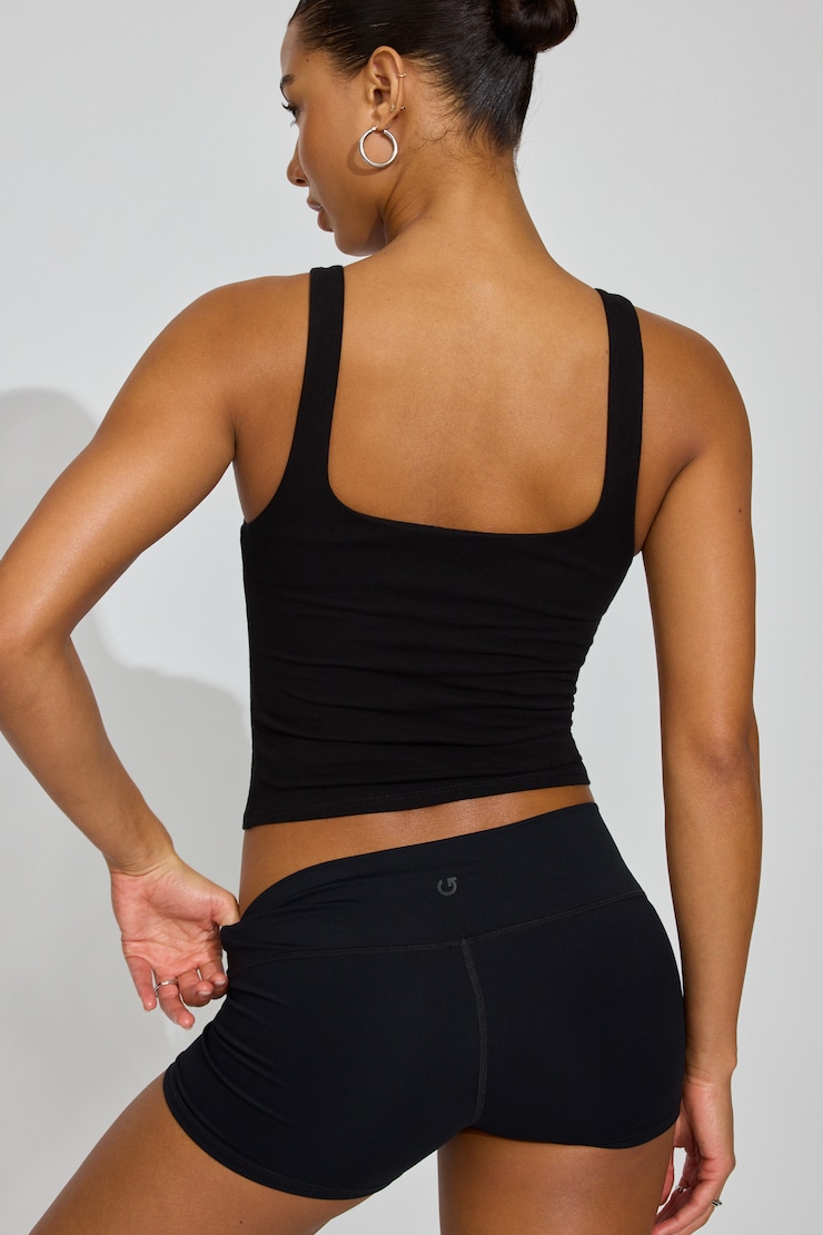 Square Neck Tank Top, Jet Black, large