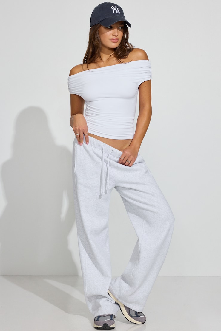 Smooth Off Shoulder Top, Bright White, large