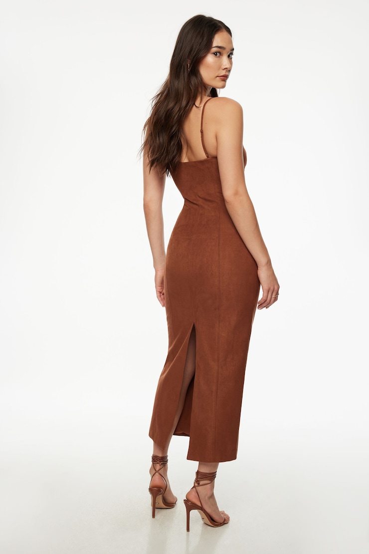 Amira Faux Suede Maxi Dress Tortoise Shell large