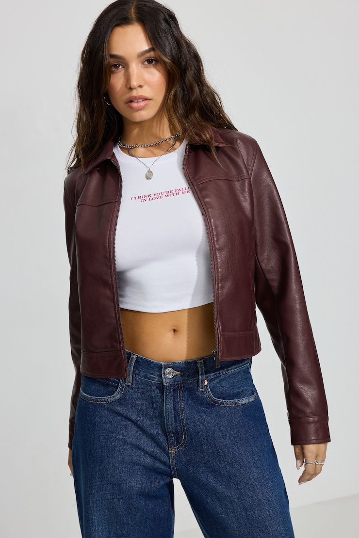 Faux Leather Worker Jacket