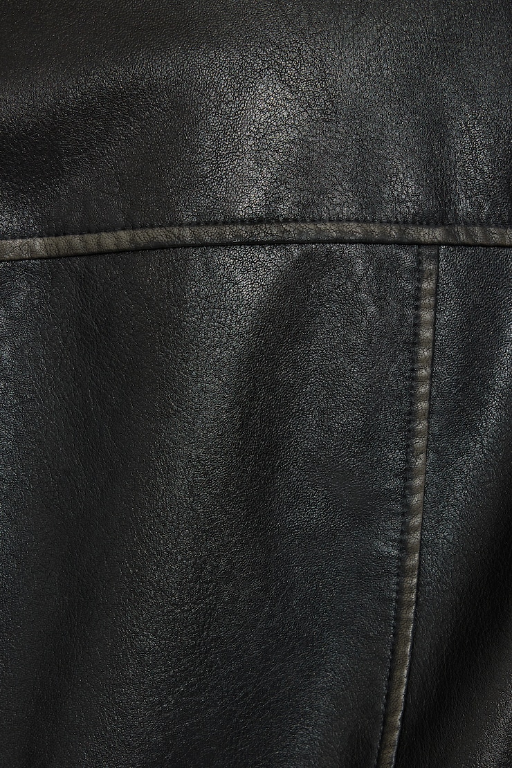 Washed Faux Leather Biker Jacket
