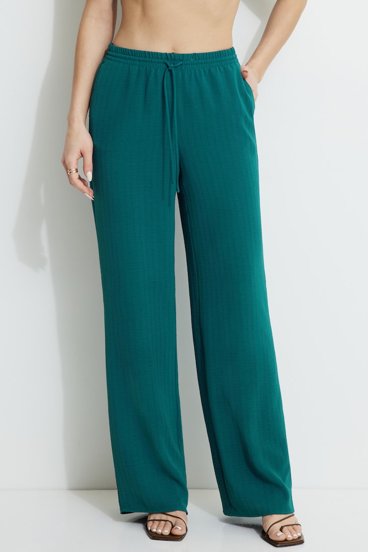 Wide Leg Pull On Pants Deep Teal large