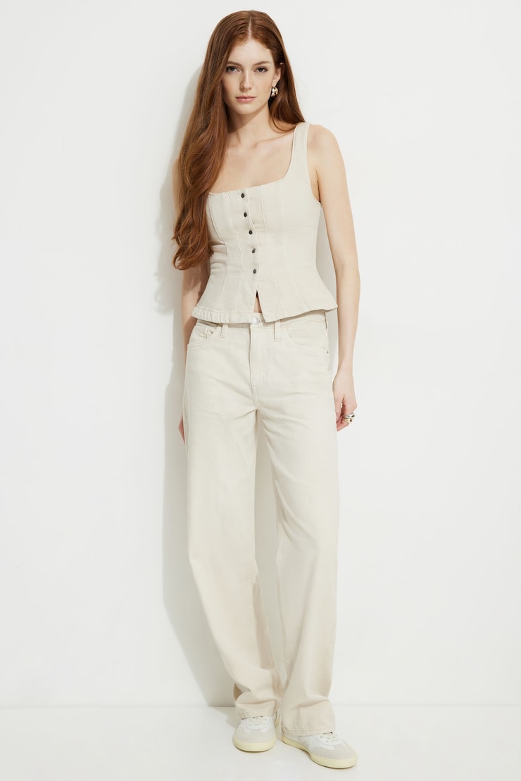 Snap Front Denim Corset Top Rainy Day large