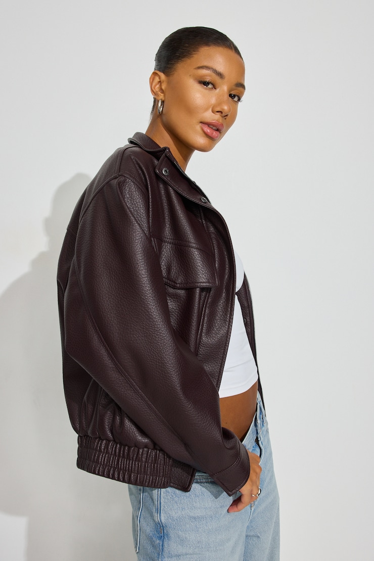 Blouson aviateur ample en faux cuir