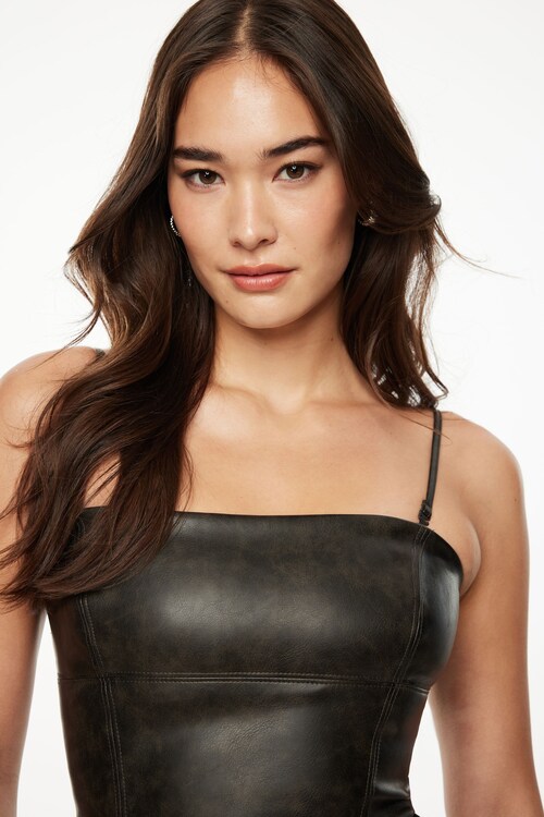 Faded Faux Leather Mini Tube Dress