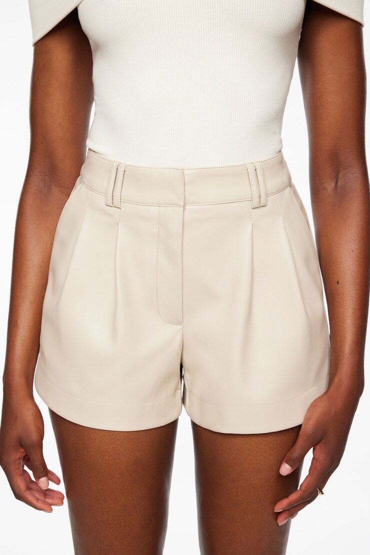 Faux Leather Shorts Natural Gray  large
