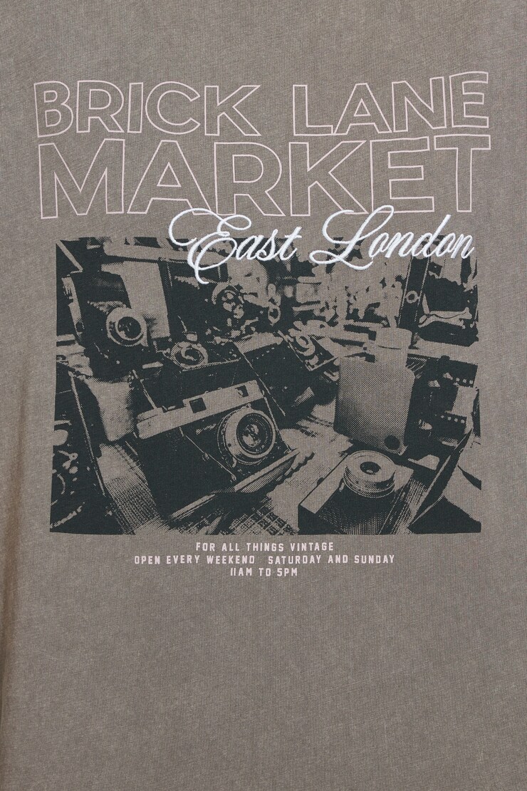 Ex Boyfriend Tee, Washed Smoked Out Grey with "Brick Lane Market" Art, large