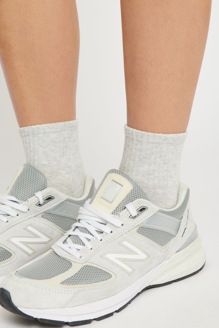 2-Pack 4" Ankle Socks White & Grey large