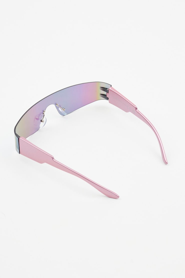 Rimless Futuristic Sunglasses, Pink/Light Pink, large