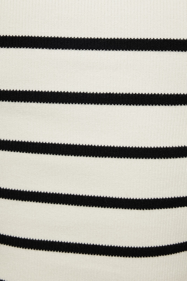 Fitted Crewneck Sweater Snow White/Black Stripe large