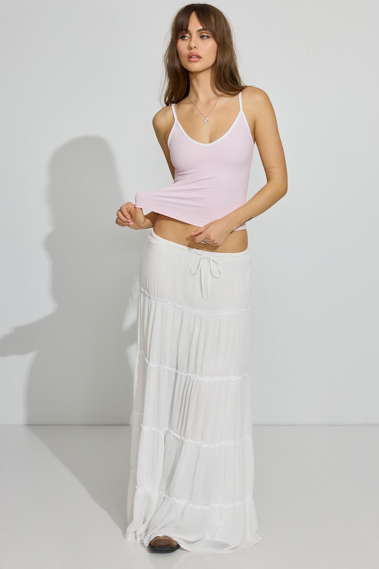 Sleek V-Neck Cami Top, Light Pink/White, large