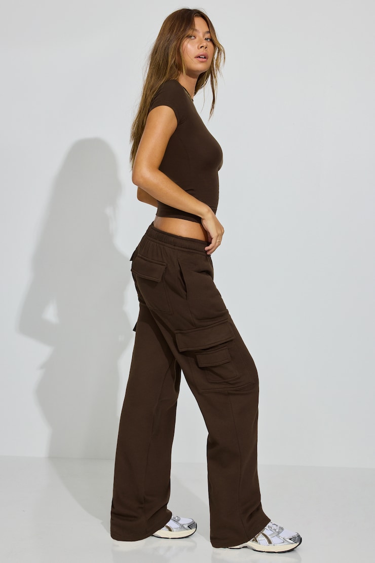 UltraFleece Cargo Sweatpants, Armadillo Brown, large