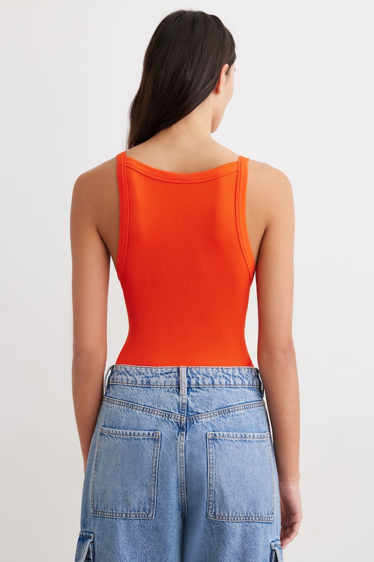 Justaucorps sans coutures à dos nageur Danika Orange intense  large