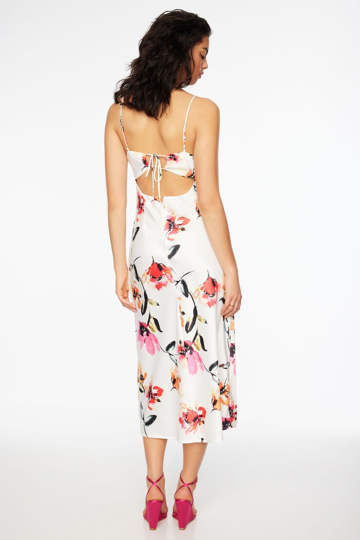Violet Open Back Slip Midi Dress Watercolor Floral large