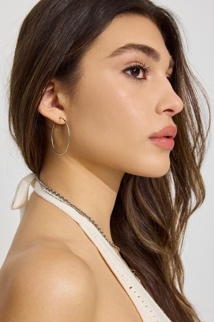 2 Pack Basic Super Skinny Hoops, Argent, large