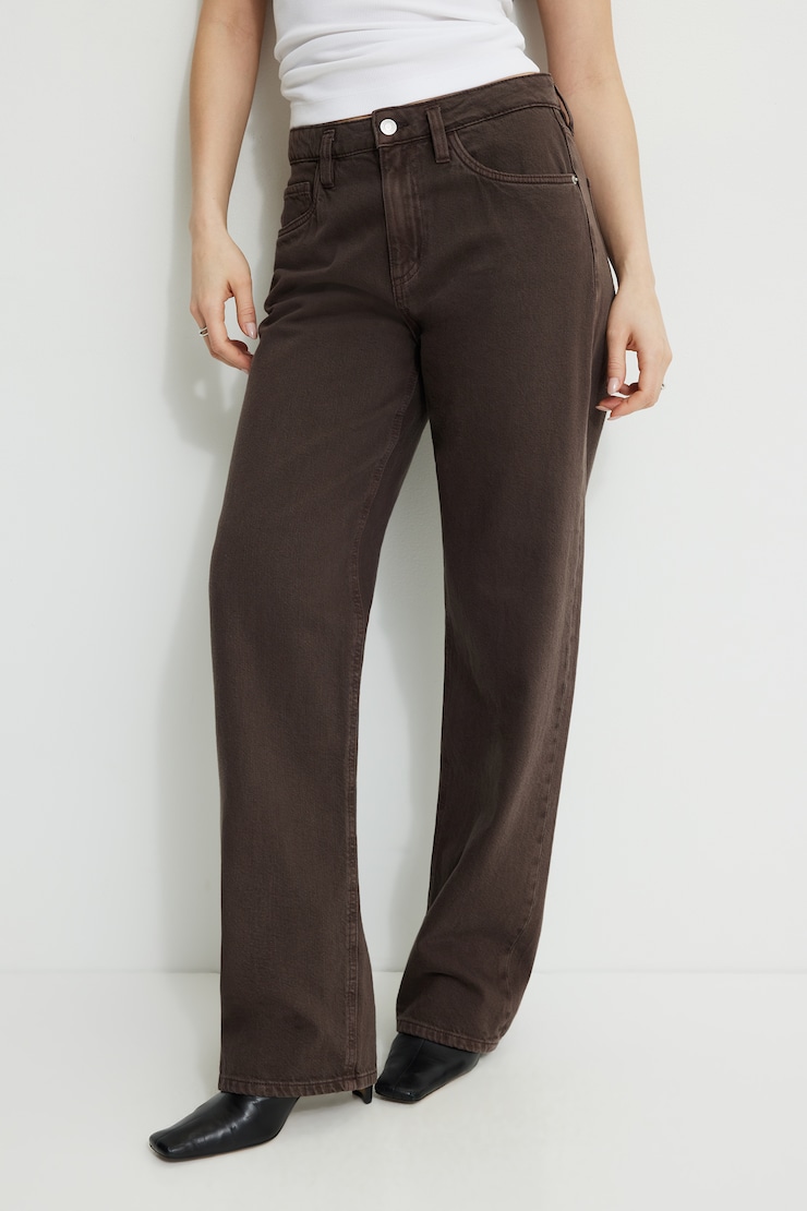 Mika Mid Rise Relaxed Straight Leg Jeans Chocolate Plum large