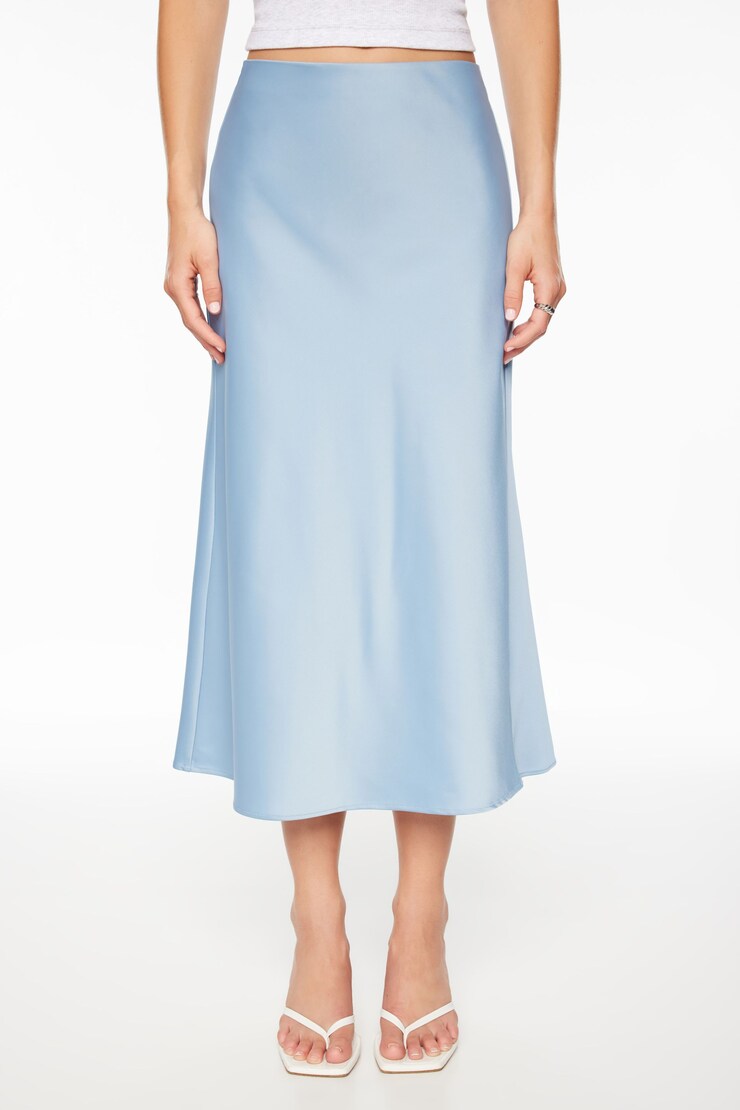 Melody Satin Slip Midi Skirt Ashley Blue large