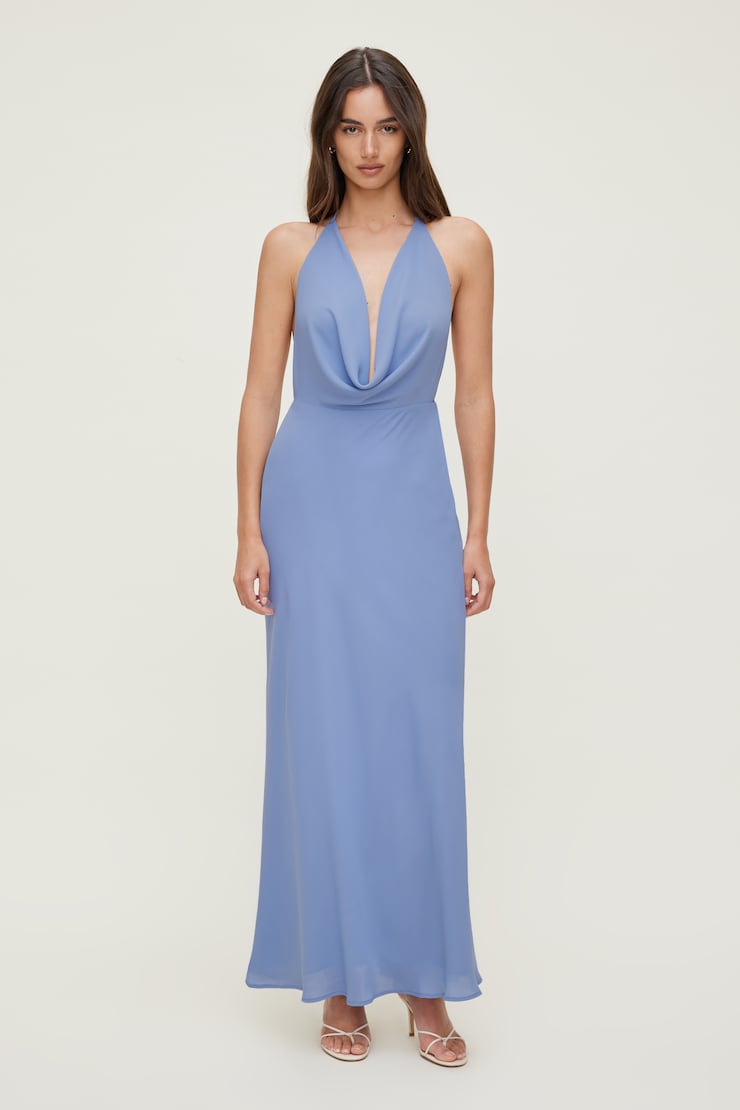 Plunge Cowl Neck Maxi Dress BLUE | Dynamite